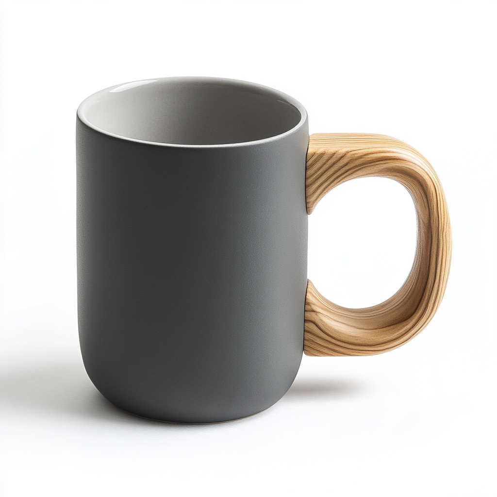 Zvyco Nordic Wooden Handle Ceramic Mug