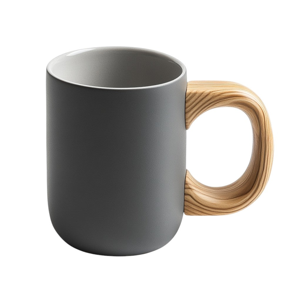 Zvyco Nordic Wooden Handle Ceramic Mug