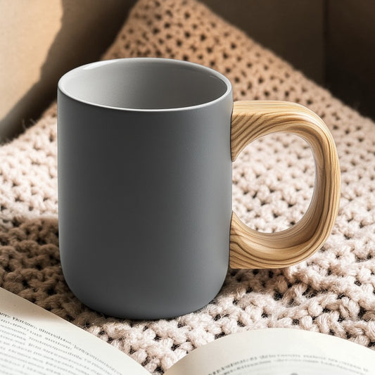 Zvyco Nordic Wooden Handle Ceramic Mug
